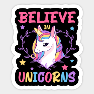 Believe In Unicorns, Cute Unicorn Design Sticker